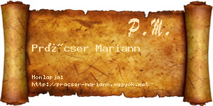 Prácser Mariann névjegykártya
